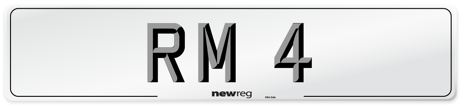 RM 4 Number Plate from New Reg